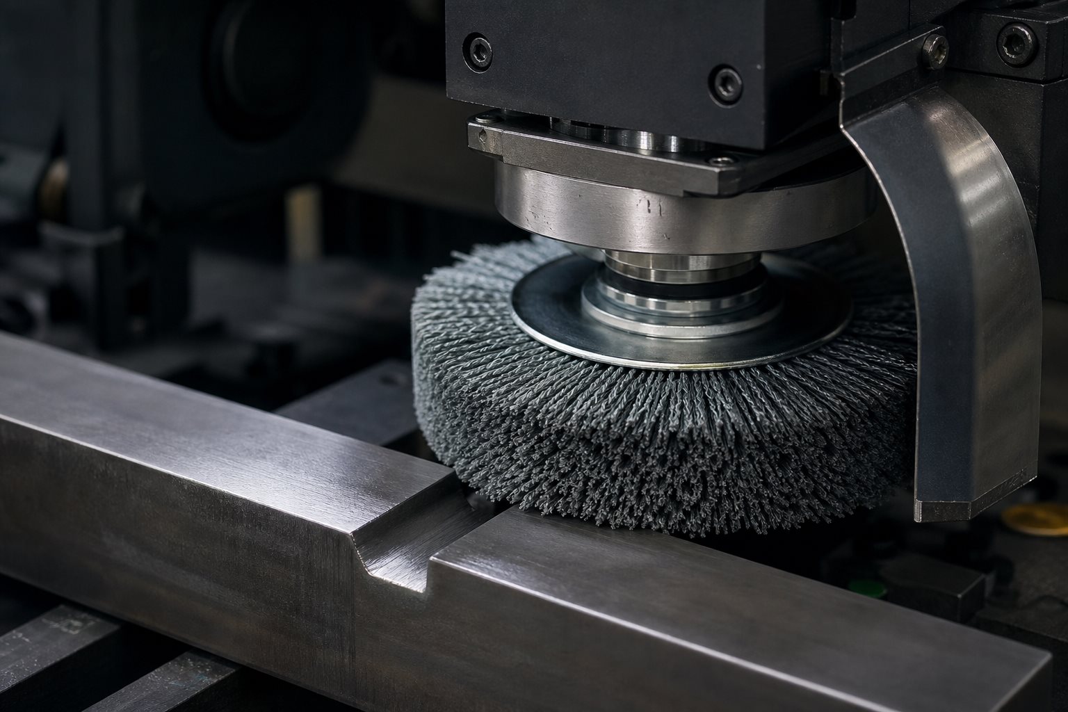 Industrial brush surface finishing illustration